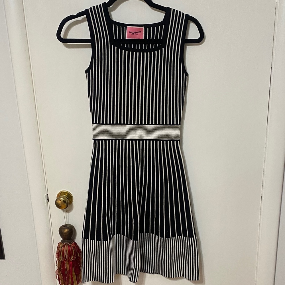 Kate Spade Black and White Striped Midi Dress